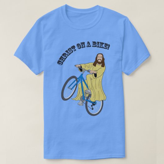 Christ auf dem Fahrrad T-Shirt (Design vorne)