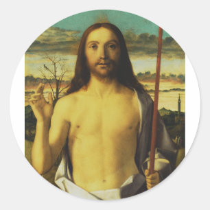 Christ Blessing von Giovanni Bellini Runder Aufkleber