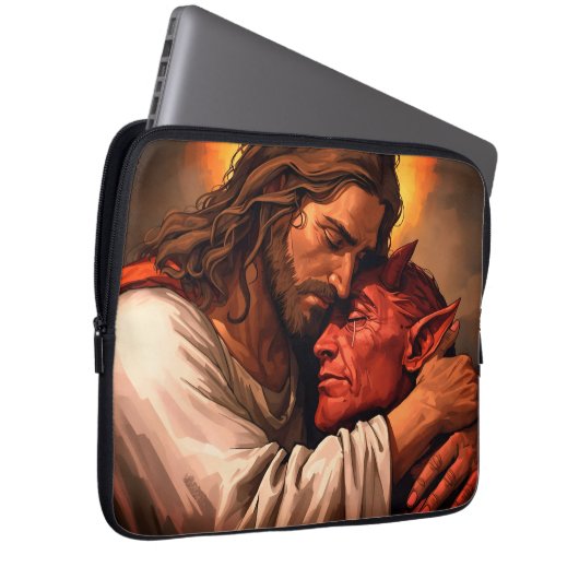 Christ Comforting Lucifer Laptop Case (Vorne Rechts)