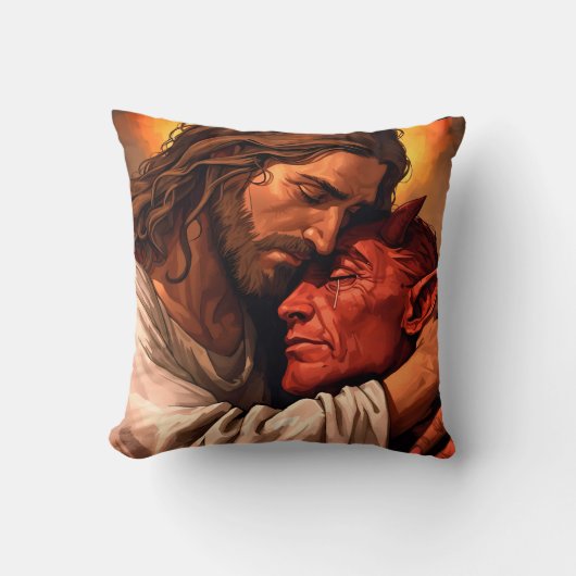 Christ Comforting Lucifer Throw Kissen (Vorderseite)