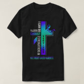 Christ Crossing Männchen Brustkrebs Bewusstsein T-Shirt (Design vorne)