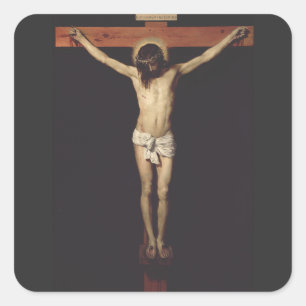 Christ Cruciated by Diego Velazquez Quadratischer Aufkleber