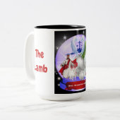 Christ das Lamm hat die Tasse des Kaffees aufgewor (Vorderseite Links)