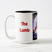 Christ das Lamm hat die Tasse des Kaffees aufgewor (Links)