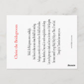 Christ der Bridegroom-Gebetskarte Postkarte (Rückseite)