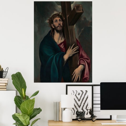 Christ, der das Kreuz (dunkles Poster) trägt Poster (Heimbüro)