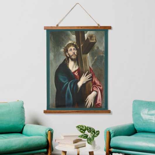 Christ, der das Kreuz trägt, El Greco Wandteppich Mit Holzrahmen (Wohnzimmer)