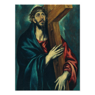 Christ, der das Kreuz von El Greco trägt Fotodruck