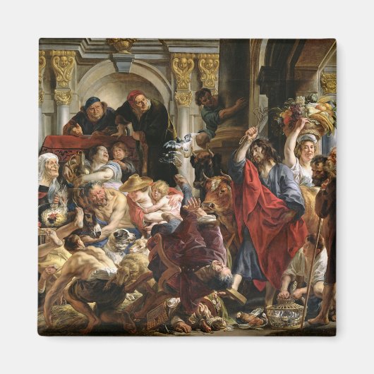 Christ, der die Händler aus dem Tempel treibt Magnet (Vorne)