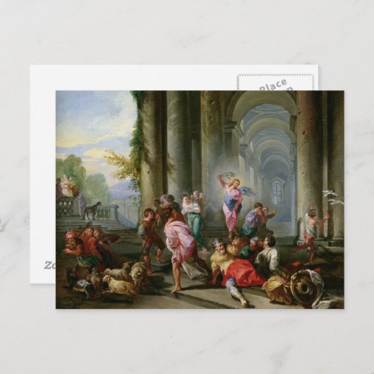Christ, der die Händler aus dem Tempel treibt Postkarte (Vorne/Hinten)