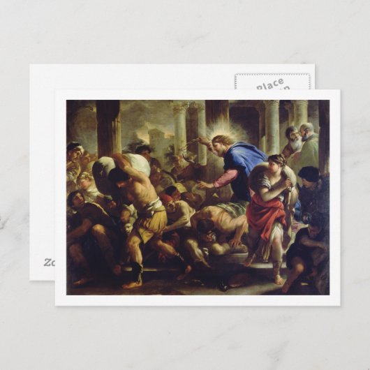 Christ, der die Händler aus dem Tempel treibt Postkarte (Vorne/Hinten)