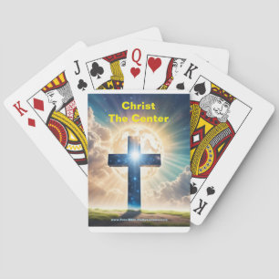 Christ der Mittelpunkt, der Karten spielt Spielkarten