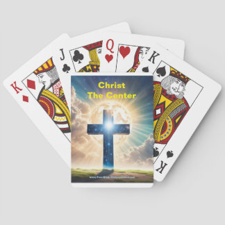 Christ der Mittelpunkt, der Karten spielt Spielkarten