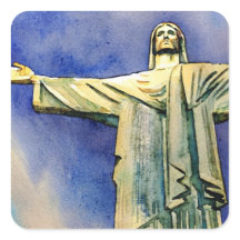 Christ der Redeemer Aquarell-Aufkleber