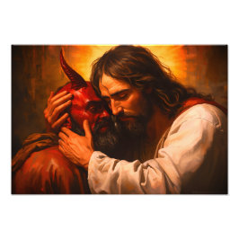 Christ Embracing Lucifer Poster Print