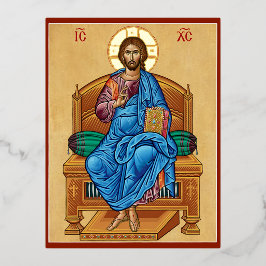 Christ enthusironisiert folie einladungspostkarte