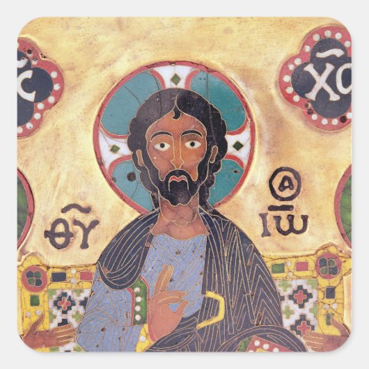 Christ enthusironisiert quadratischer aufkleber (Vorderseite)