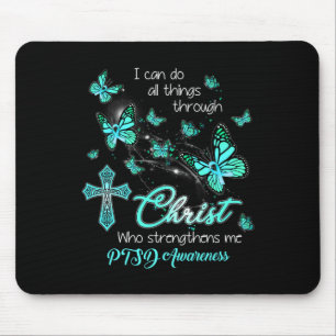 Christ God Cross stärken mich Schmetterling Aquama Mousepad