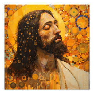 Christ Golden Abstract Art Fotodruck