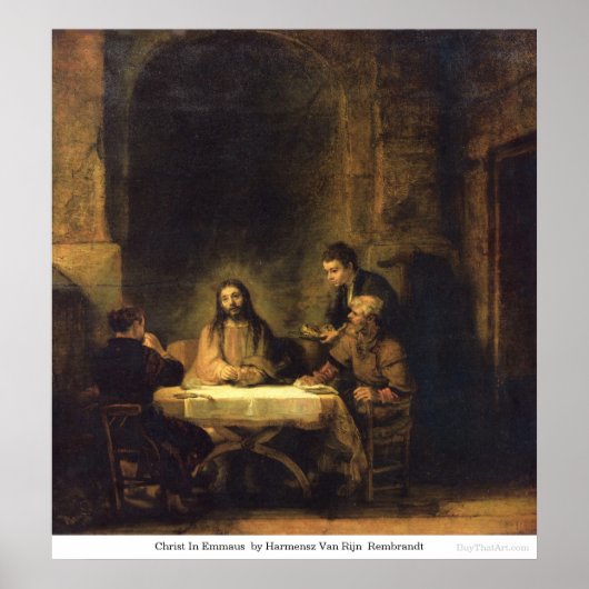 Christ in Emmaus von Harmensz Van Rijn Rembrandt Poster (Vorne)
