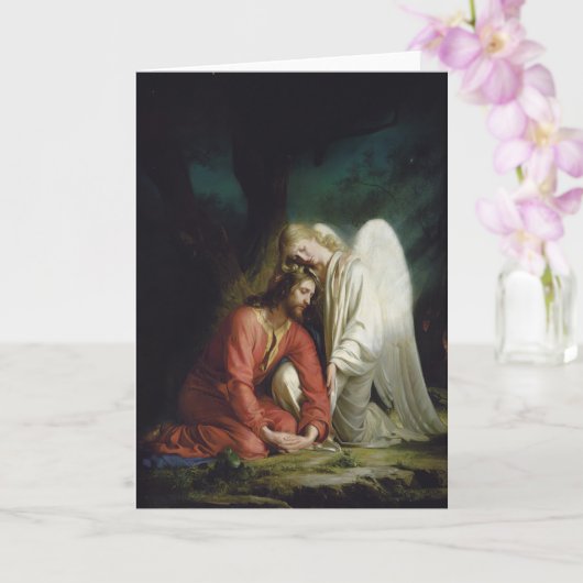 Christ in Gethsemane von Carl Bloch, Religiös Karte (Orchidee)