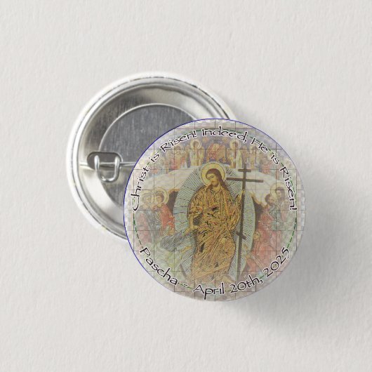 Christ is Risen 2025 Round Button (Vorne & Hinten)