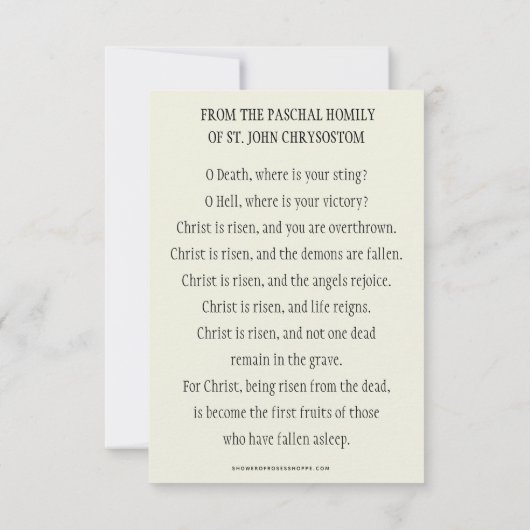 Christ Is Risen Catholic Easter Paschal Prayer (Rückseite)