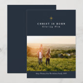 Christ ist geborene Weihnachtsfotokarte Feiertagskarte (Vorne/Hinten)