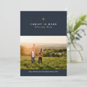 Christ ist geborene Weihnachtsfotokarte Feiertagskarte (Stehend Vorderseite)