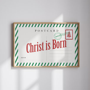 Christ ist Geborenes Weihnachts-Postkarten-Poster Poster