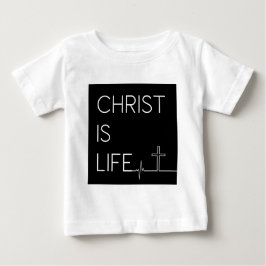 Christ ist Life Heartbeat Line und Cross Baby T-shirt