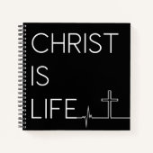 Christ ist Life Heartbeat Line und Cross Journal Notizblock (Vorderseite)