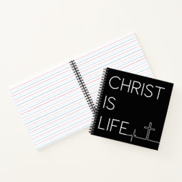 Christ ist Life Heartbeat Line und Cross Journal Notizblock