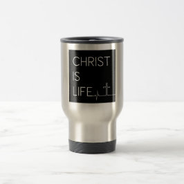 Christ ist Life Heartbeat Line und Cross Reisebecher