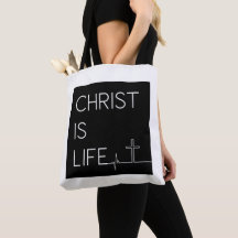 Christ ist Life Heartbeat Line und Cross