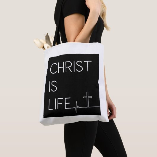 Christ ist Life Heartbeat Line und Cross Tasche (Von Nahem)