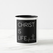 Christ ist Life Heartbeat Line und Cross