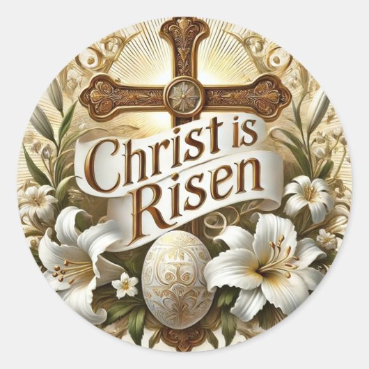 CHRIST IST RISEN EASTER FLORAL RUNDER AUFKLEBER (Vorderseite)