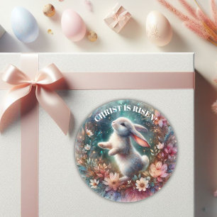 Christ ist Risen floral Happy Ostersonne Runder Aufkleber