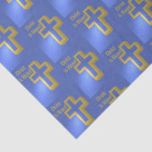 Christ ist Risen Holiday Pattern Golden Cross Blue Seidenpapier (Detail)