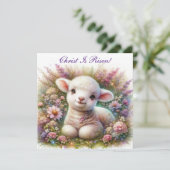 Christ ist Risen Osterlammb Christlich Feiertagskarte (Stehend Vorderseite)