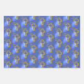 Christ ist Risen Pattern Gold Cross Blue Urlaub Geschenkpapier Set (Vorderseite 3)