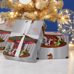 Christ-Karussell-Pferde Silber Geschenkpapier