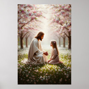 Christ liebt mich Jesus und Mädchen Jesus und Kind Poster