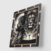 Christ Lion Calvary Religious Quadratische Wanduhr (Winkel)
