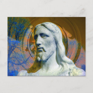 Christ mit Traktorteil Halo Postkarte