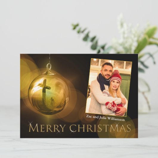 Christ Ornament Reflection Gold Foto (Stehend Vorderseite)