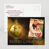 Christ Ornament Reflection Gold Foto Postkarte (Vorne/Hinten)