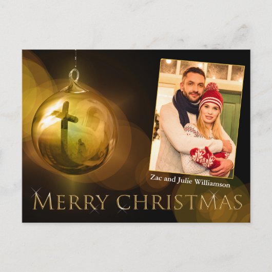 Christ Ornament Reflection Gold Foto Postkarte (Vorderseite)