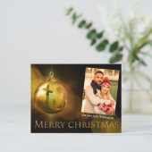 Christ Ornament Reflection Gold Foto Postkarte (Stehend Vorderseite)